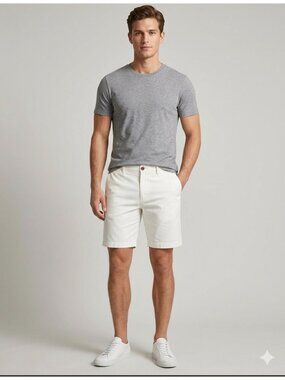 Tommy Bahama Mens White Cotton Blend Flat-Front Chino Beach Shorts Size 38